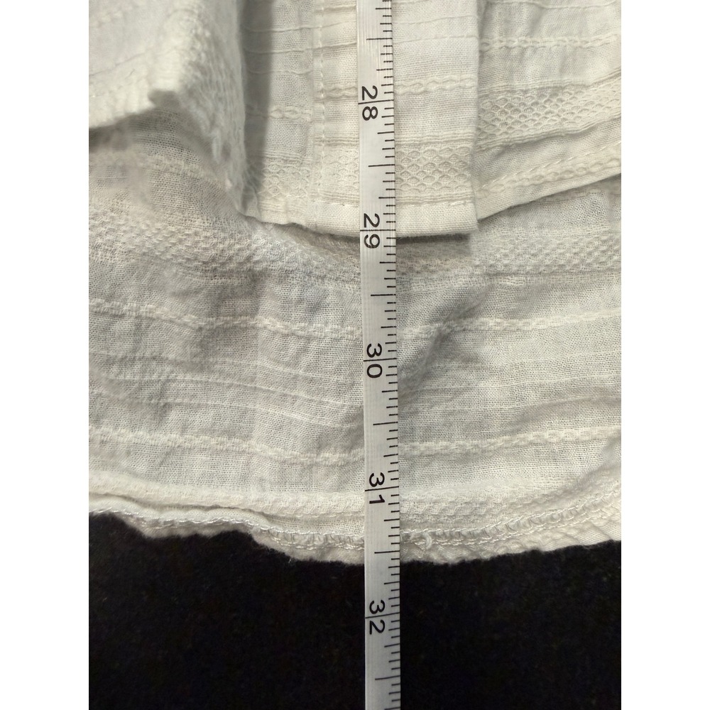 Umgee Eyelet Babydoll Top M White Puff Sleeve Button Front Boho Festival Airy - Picture 7 of 7